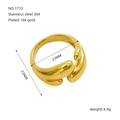 Verstellbarer Ring aus 18K vergoldetem Titanstahl mit unregelmäßiger Herzform - Unregelmäßiger Stromlinien-Wickelstil (ZR1712G)