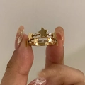 French vintage gold star multi-layer ring with sparkling zircons for women - Gold