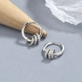 925 silver hoop earrings featuring three small rings set with sparkling cubic zirconia - 925 Silver / White Gold