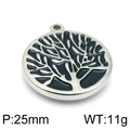 Pendentif arbre de vie argenté 25mm de diamètre avec spécification de poids 11g - Arbre d'acier Style 1 (KLJ4248-Z) / 25mm