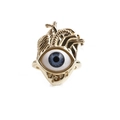 Vergoldeter Ring mit surrealistischem anatomischem Herz und blauem Auge Motiv - Grau