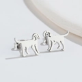 Minimalist cute puppy dog stud earrings in polished stainless steel for daily wear - 508 Steel (Dog)