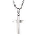 Minimalistische silberne hohle Edelstahl-Kreuz-Halskette für Herren mit Metallkette - Silberner Kreuzanhänger (Ohne Kette)
