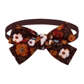 Klassische Haustierfliege mit Blumenmuster in Braun und elastischem Halsband - Vintage Floral
