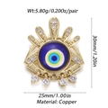 Golden Evil Eye pendant in copper with blue resin and zircon stones, 30mm height - YSN033-04 (Colorful Zirconia Eye)