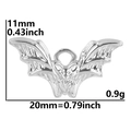 Detailed specs of the stainless steel bat pendant showing 11mm height and 20mm width - Steel Color Pendant