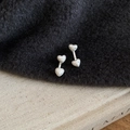 Silver matte heart-shaped stud earrings featuring delicate EAR PARTNER engraved detail - 52# Silver Matte Lettering Heart Silver Earring Post