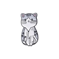 Cartoon grey and white enamel cat brooch featuring star patterns on a white background - Grey Star Pattern Cat (QHXZ407)