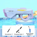 Dreamy purple automatic electric water gun toy set with rechargeable battery and USB cable - Fully Automatic Continuous-fire Water Gun (purple) E-commerce Box Packaging