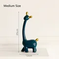 Figura moderna de jirafa azul en cerámica con detalles dorados mediana altura 25cm - Mediano / Verde Oscuro