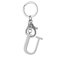 Polished silver stainless steel keychain featuring a minimalist uppercase letter U pendant - Letter U / Steel