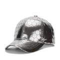 Silberne Baseballkappe mit hexagonalem Wabenmuster und synthetischem Metallic-Leder - Einheitsgröße / Silber