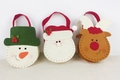 Three Christmas felt gift bags featuring Santa, snowman, and reindeer with red handles - Christmas Candy Bag Random Color
