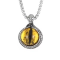 Halskette mit Schlangenanhänger, Tigerauge und silberner Stahlkette im Streetwear-Stil - Gelber Drachenauge Anhänger - Nur Anhänger Ohne Kette (KP82154-KHX)