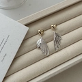Pendientes de plata S925 con diseño de corazón y ala plisada en contraste oro y plata - Plata 925 / Contraste Oro-Plata (Ala de Corazón) (EHZ149)
