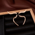 Elegant gold-plated wave-shaped earrings on a black velvet vintage jewelry tray - Gold Wave Curve Minimalist Earrings (72#)