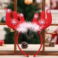 Christmas reindeer antler headband in red with white snowflake patterns and small gold bells - Red Feather Bell Reindeer Antler