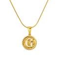 Golden stainless steel necklace featuring letter G pendant with hammered metal texture - Gold-Letter G (Snake Chain)