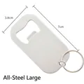 All-steel large bottle opener with rectangular rounded edges and portable keychain - Large / Silver