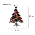 Kleurrijke strass kerstboom broche in vintage zilverlegering met afmetingen erbij - Zilveren Vintage Kerstboom (C252-A)