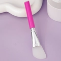 Pink handle silicone face mask brush with white applicator head for facial skincare - Slanted Tail Style G / Rose Red