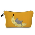Dettaglio trousse gialla in tela con stampa di gatto su banana e chiusura a zip nera - Stile Gatto Banana Giallo Caldo (hz3561)