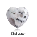 Polished heart-shaped 15mm Kiwi Jasper stone ornament with black speckled pattern - Tianshan Blue