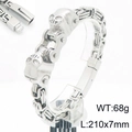 Bracciale da uomo bizantino con teschio in acciaio, peso 68g e lungo 210mm - Colore Acciaio (KB207064-KFC)
