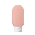 Pink 60ml soft silicone travel squeeze bottle with a white flip cap for toiletries - 60ml / Transparent Pink