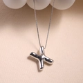 Macro shot of silver letter X pendant with balloon style design and sleek box chain - Silver (With Necklace) X