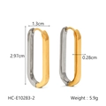 Detailed view of two-tone 18K gold and silver oval earrings with exact size measurements - Hc-e10283-2