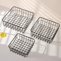 Three-piece set of matte black rectangular wire storage baskets for home organization - Three-Piece Set / Black
