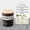 Aromatherapy soy wax candle in brown glass jar with wood lid and jasmine scent - Airy Garden