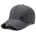 Dark gray cotton baseball cap featuring metal sports logo and printed brim details - Metal Label Gray