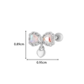 Silver bow heart stud earring with synthetic opal stones and screw back piercing - Bow Heart Pendant Style (8# Silver)