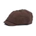 Casquette gavroche classique en coton marron foncé avec coutures et bouton - Taille unique / Marron