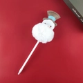 Creative Christmas ballpoint pen with large white pom pom and brown top hat detail - Snowman-4
