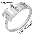 Adjustable silver hollow MAMA letter ring in polished 304 stainless steel, 1.1g weight - Libra / Silver