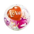 18-inch transparent balloon with orange heart inside, colorful confetti and I Love You text - 18 Inch Transparent LOVE Round F3243