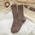 Chic brown cable-knit wool socks for women in a cozy winter lifestyle setting - One Size / 453 Light Coffee