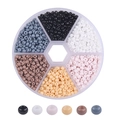 Set da 6 scomparti con perline da 2-3mm in nero, bianco, rosa e toni della terra - Serie Bianco Elegante (3mm) / 1900pz/Scatola