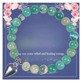 8mm Green Agate Natural Stone Bracelet with Silver Heart Charm on Inspirational Gift Card - Green (Style 1)
