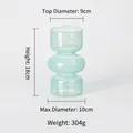 Modern light blue bubble glass vase for hydroponic flowers, 18cm height and 9cm caliber - Height 18cm/Diameter 9cm / French Vintage Vase - Blue