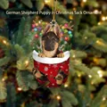 Weihnachtssocken-Hundeanhänger mit Deutschem Schäferhund-Welpen und Rentiergeweih - Deutscher Schäferhund Typ 4