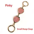 Pink strawberry bag charm with golden spring rings for strawberry bag conversion - Small Ear Round Clasp/5.5 Points / Light Gold/Double Pink
