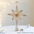 Golden 20cm iron Christmas tree topper star with warm LED lights and spring base - 20cm / 20cm Champagne Octagram With Light
