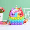 Rainbow unicorn pop-it fidget purse for girls with colorful adjustable strap - Rainbow
