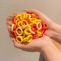 Elastic cartoon hair bands in bright yellow and orange colors for girls' hair styling - Orange Stripe Series 100Pcs OPP Bag