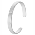 Bracelet jonc minimaliste ajustable en laiton argenté en forme de C, finition polie - Argenté