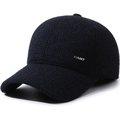 Navy blue winter baseball cap for men in textured tweed fabric with metal logo detail - Adjustable / RABIT Style (RABIT) / Navy Blue